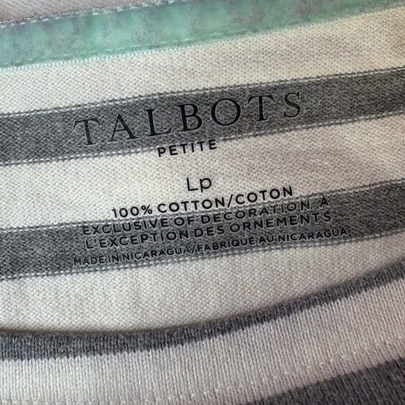 Talbots Multicolor Striped Long Sleeve Top large petite 100% cotton - Picture 2 of 7